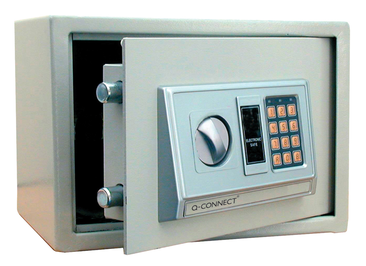 Caja caudales Q-connect 10- 250x180x90 mm plata con portamonedas KF03324
