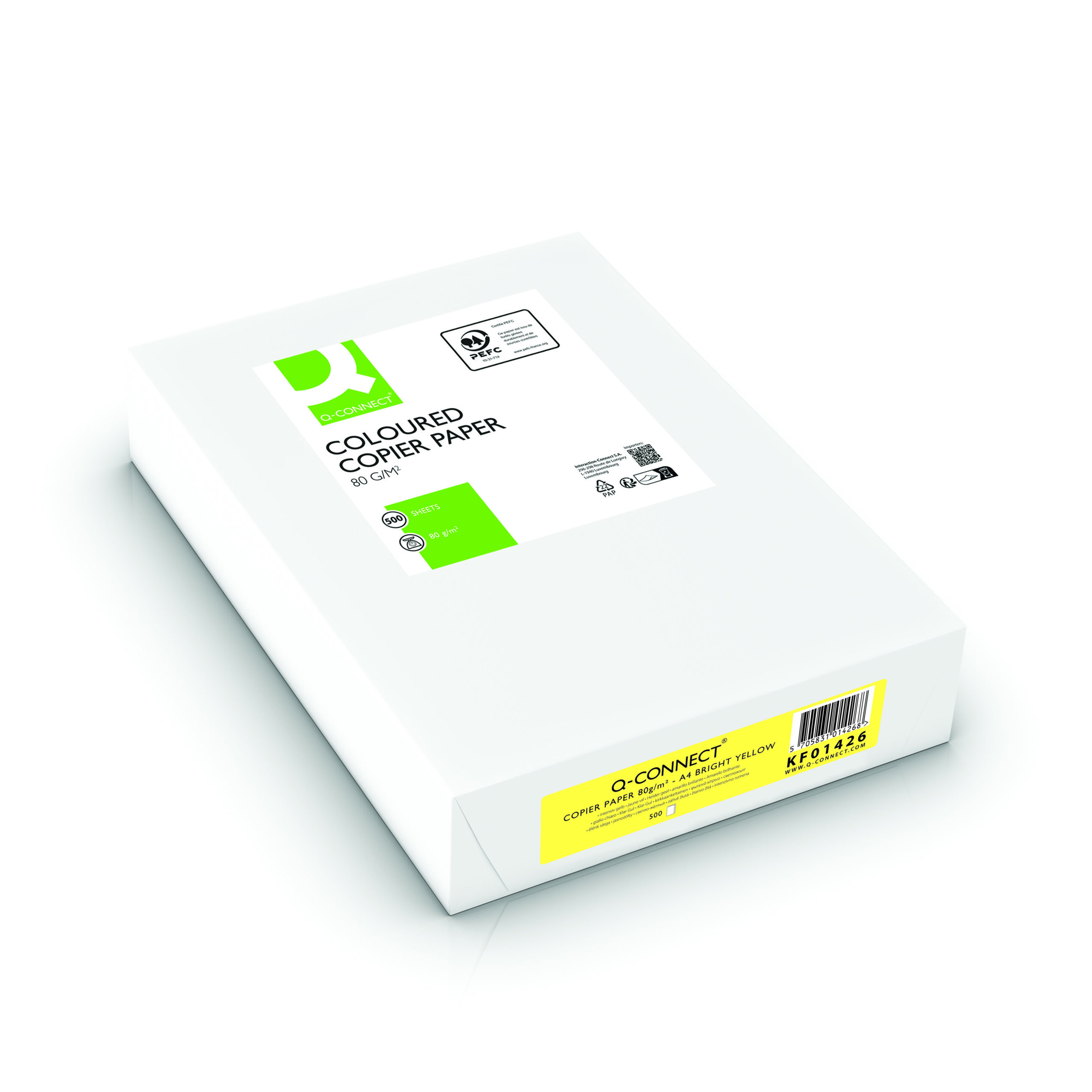 Coloured Copier Paper, A4/80g – Bright Yellow - Q-CONNECT
