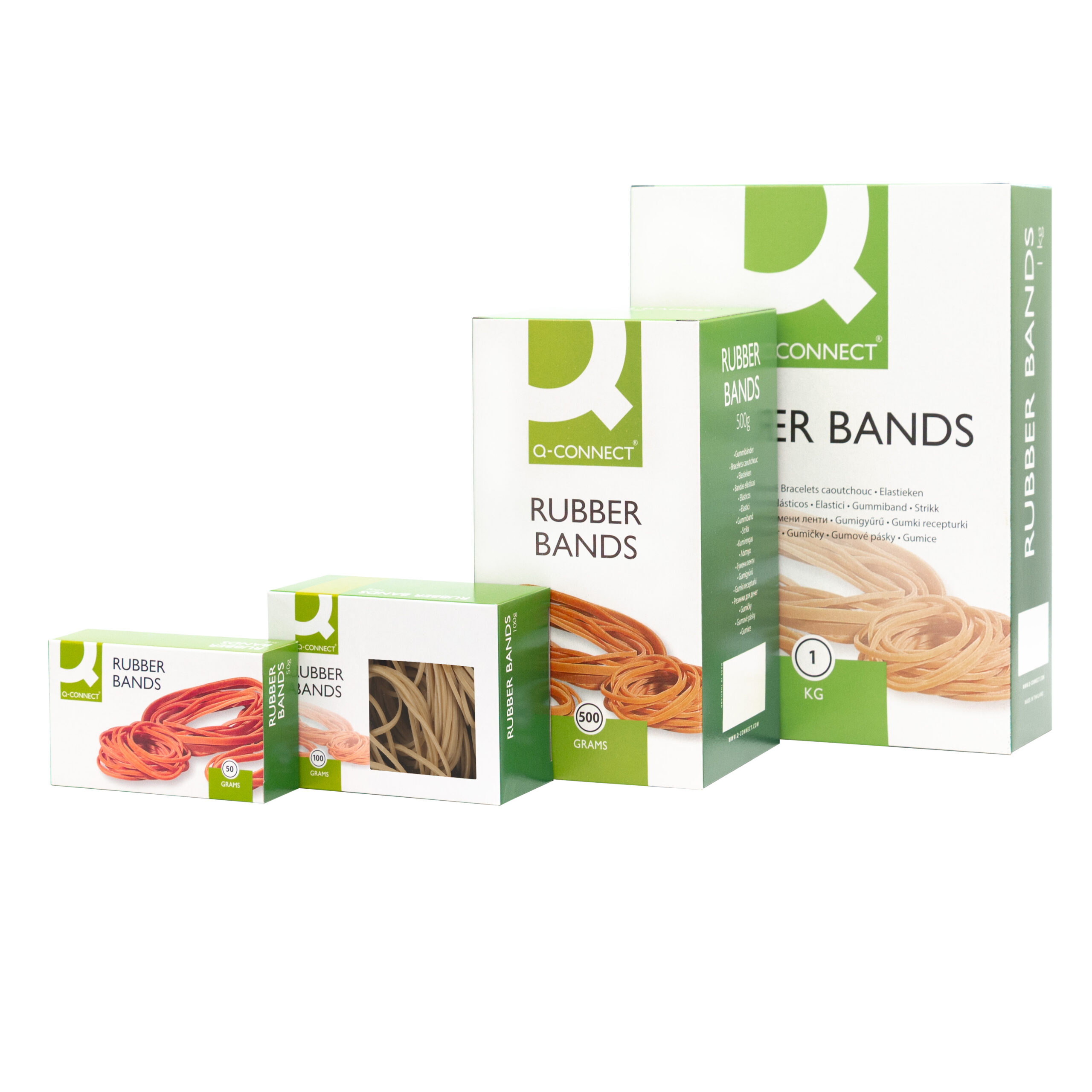 Q-Connect No.24 Rubber Bands - 152.4 X 1.6mm Natural Latex Bands (500g Pack)